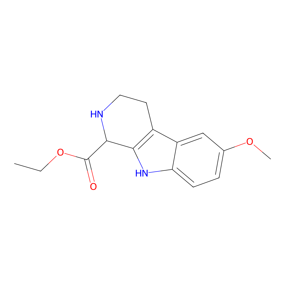 ethyl 6-methoxy-1H,2H,3H,4H,9H-pyrido[3,4-b]indole-1-carboxylate molecular structure, CAS 2103756-68-7