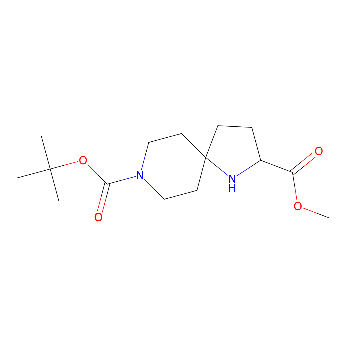 8-Tert-butyl 2-methyl 1,8-diazaspiro[4.5]decane-2,8-dicarboxylate molecular structure, CAS 2103780-47-6