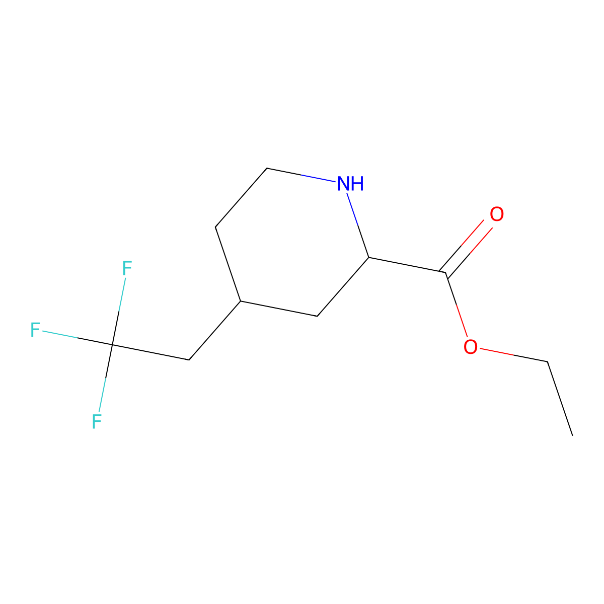Ethyl 4-(2,2,2-trifluoroethyl)piperidine-2-carboxylate molecular structure, CAS 2103802-99-7