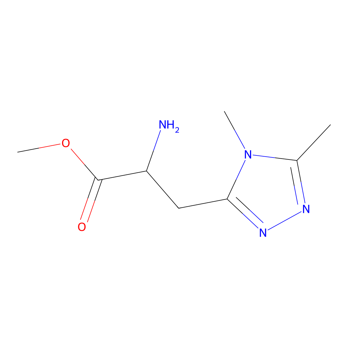 methyl 2-amino-3-(dimethyl-4H-1,2,4-triazol-3-yl)propanoate molecular structure, CAS 2103809-52-3