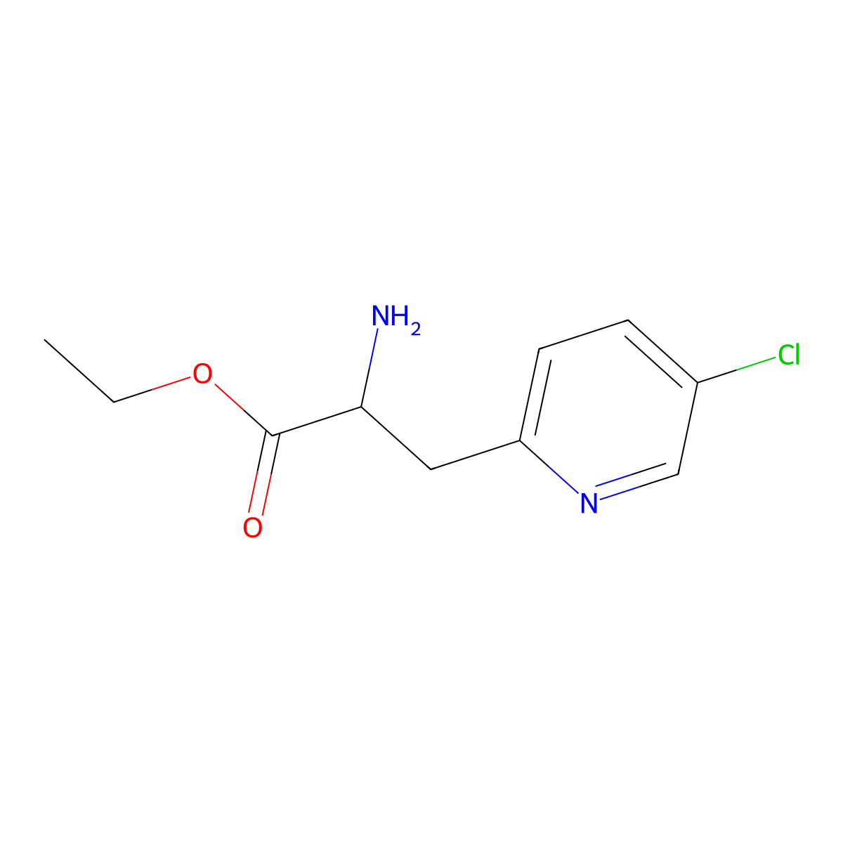 Ethyl 2-amino-3-(5-chloropyridin-2-yl)propanoate molecular structure, CAS 2103813-41-6