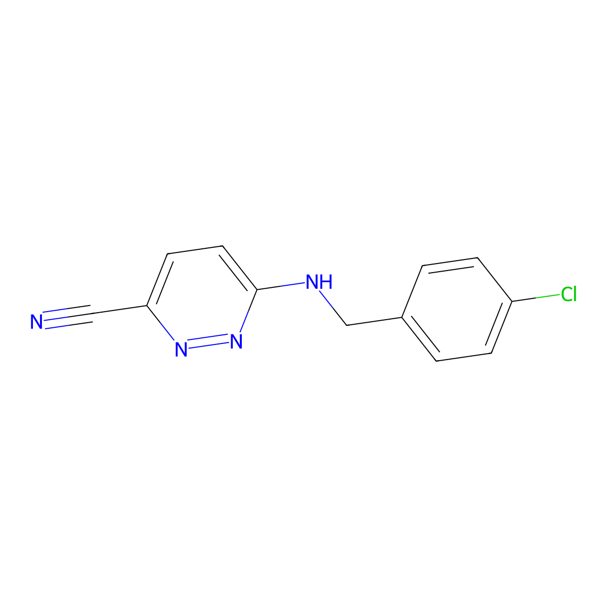 6-{[(4-Chlorophenyl)methyl]amino}pyridazine-3-carbonitrile molecular structure, CAS 2103841-40-1