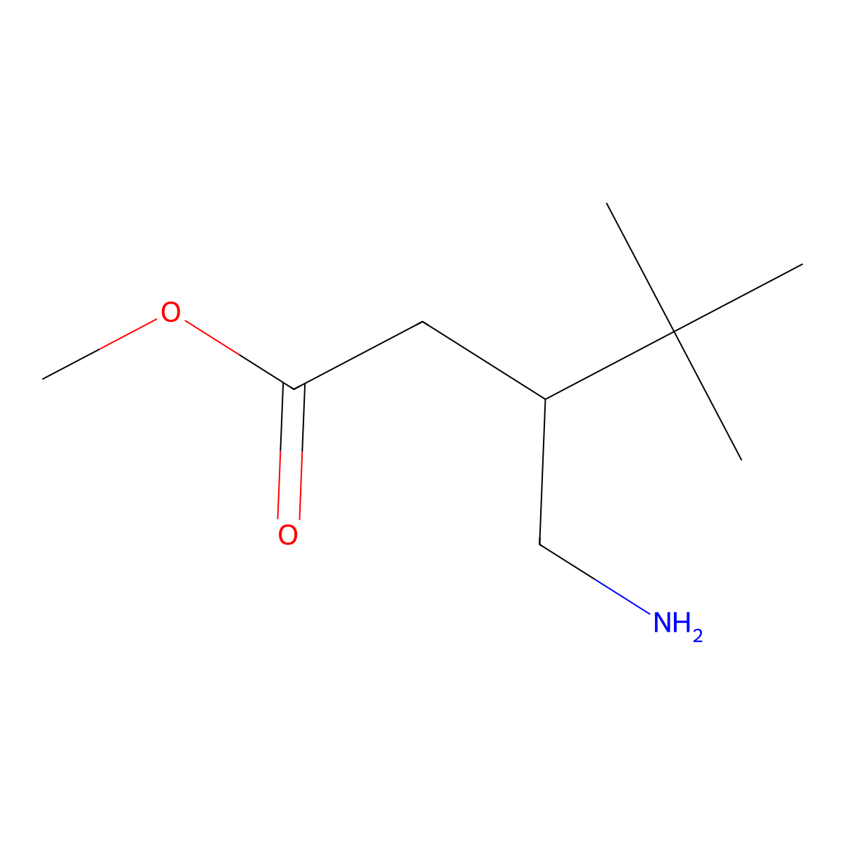 Methyl 3-(aminomethyl)-4,4-dimethylpentanoate molecular structure, CAS 2103901-80-8