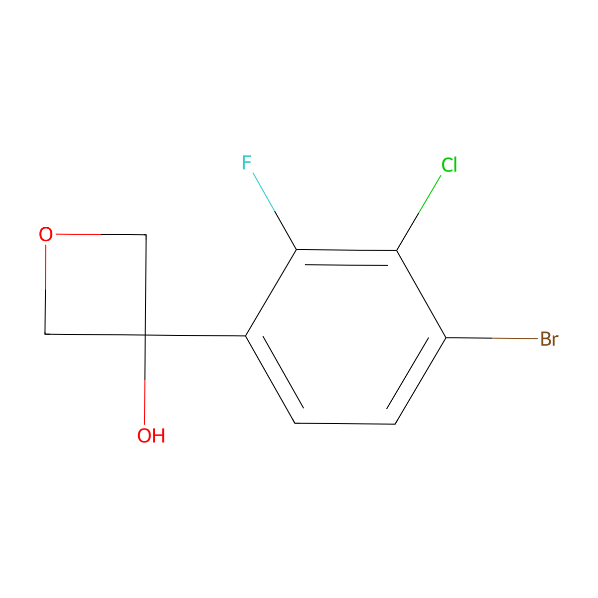 3-(4-Bromo-3-chloro-2-fluorophenyl)-3-oxetanol molecular structure, CAS 2103908-39-8