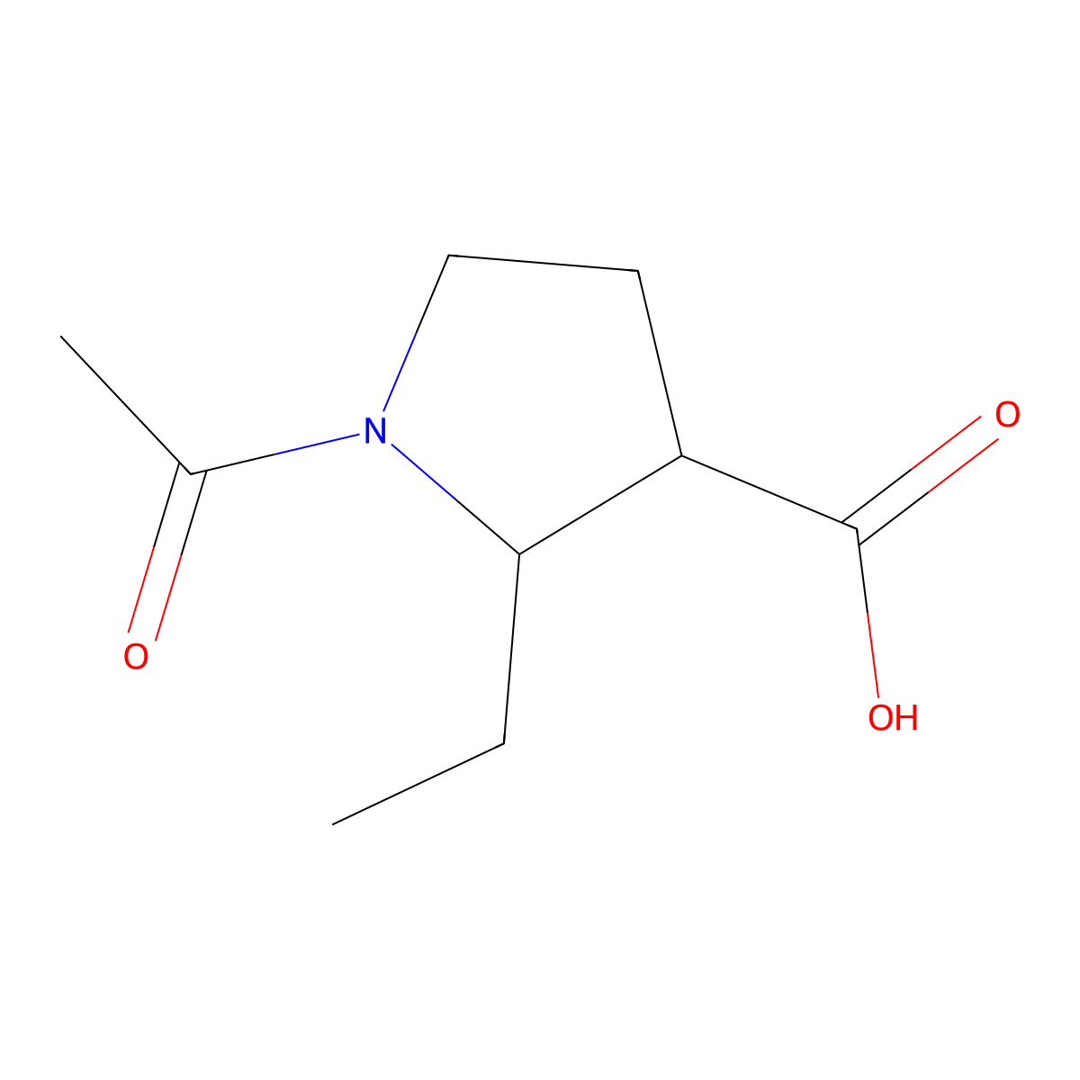 1-Acetyl-2-ethylpyrrolidine-3-carboxylic acid molecular structure, CAS 2103924-75-8