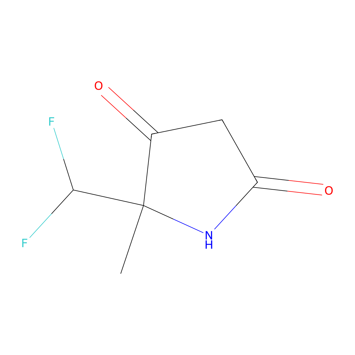 5-(Difluoromethyl)-5-methylpyrrolidine-2,4-dione molecular structure, CAS 2103987-18-2
