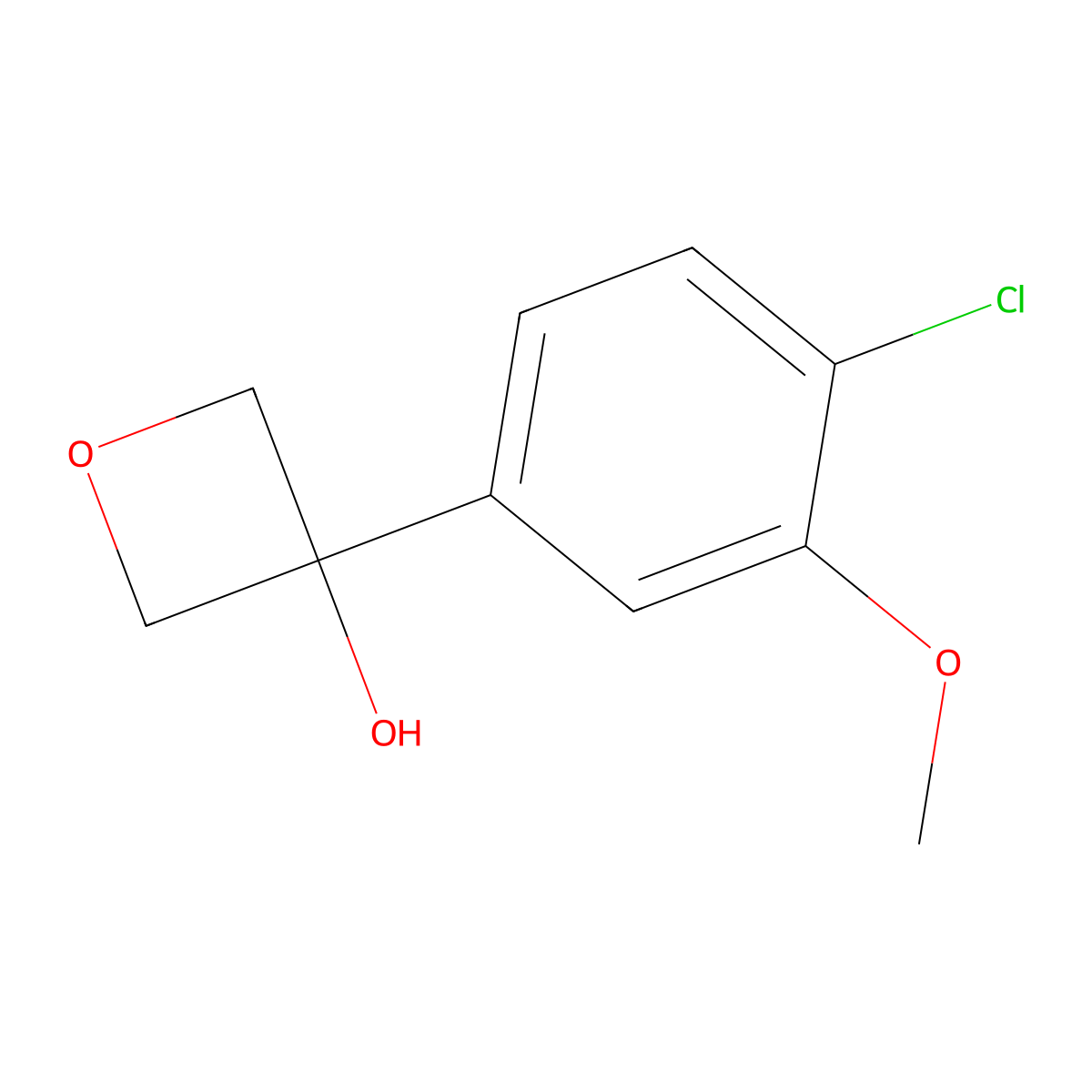 3-(4-Chloro-3-methoxyphenyl)-3-oxetanol molecular structure, CAS 2104004-92-2