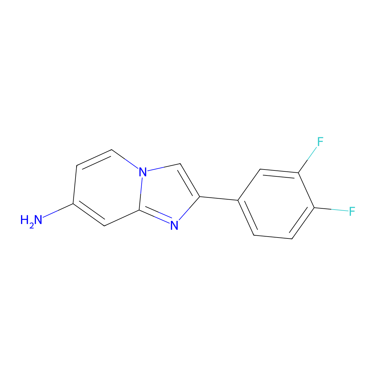 2-(3,4-Difluorophenyl)imidazo[1,2-A]pyridin-7-amine molecular structure, CAS 2104006-88-2