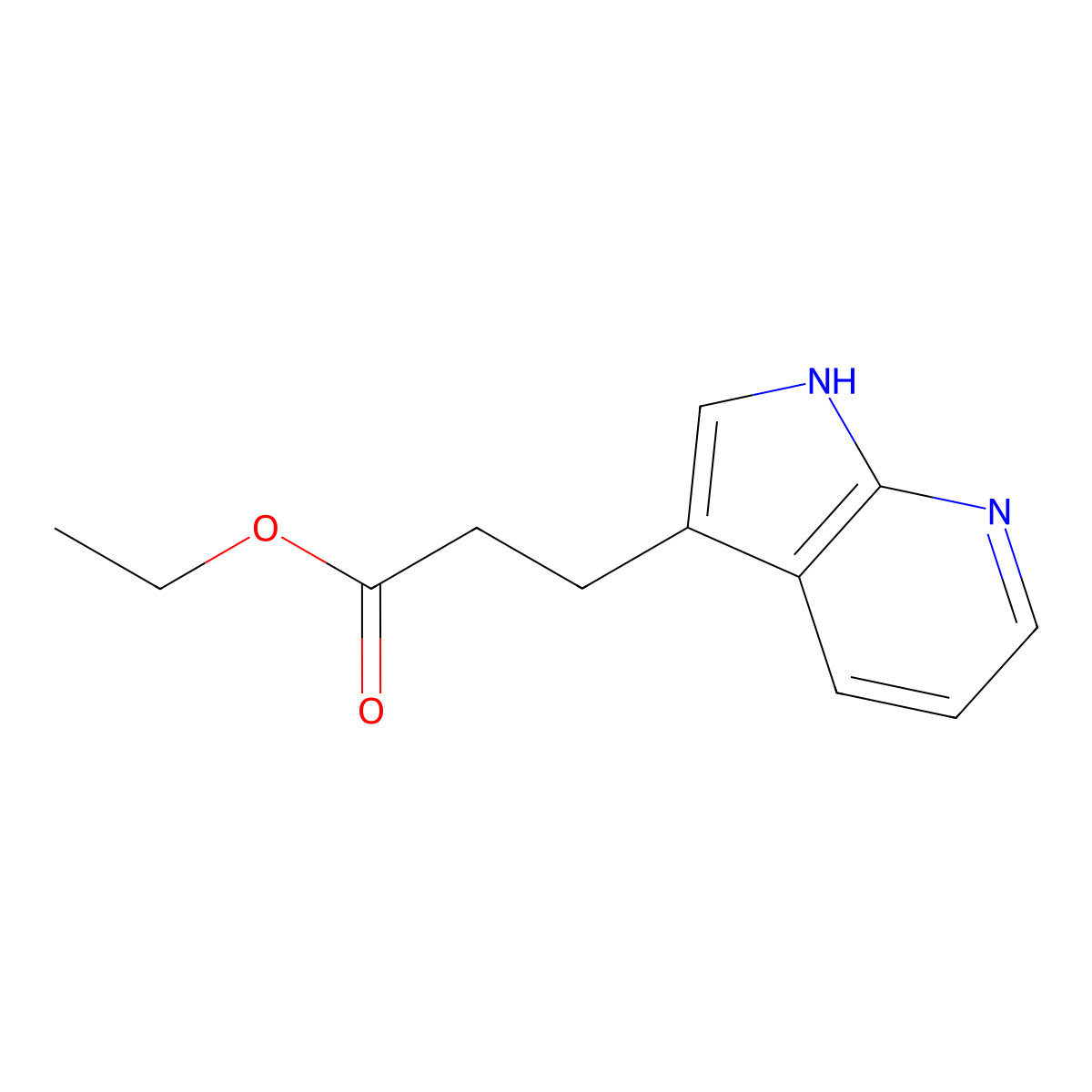 Ethyl 3-(1H-pyrrolo[2,3-b]pyridin-3-yl)propanoate molecular structure, CAS 2104018-96-2