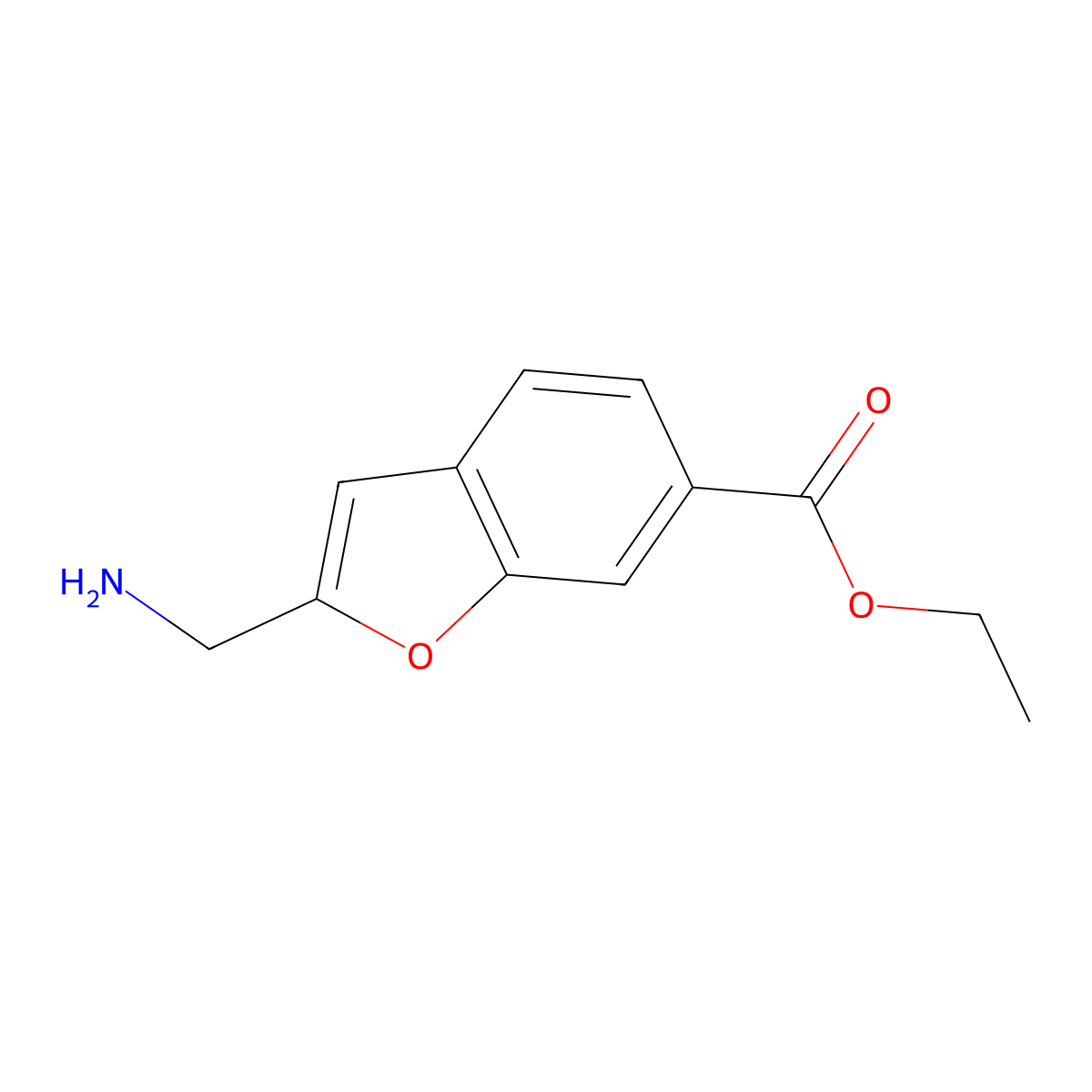 Ethyl 2-(aminomethyl)-1-benzofuran-6-carboxylate molecular structure, CAS 2104019-27-2