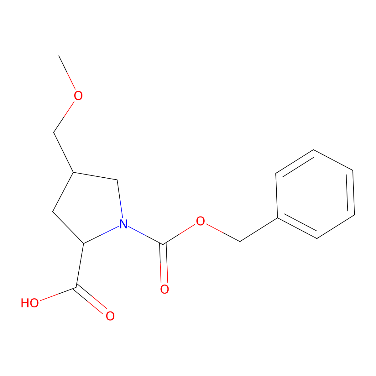 (2S,4S)-1-[(benzyloxy)carbonyl]-4-(methoxymethyl)pyrrolidine-2-carboxylic acid molecular structure, CAS 2104025-87-6