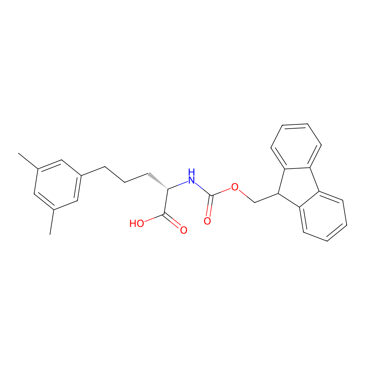 Fmoc-(S)-2-amino-5-(3,5-dimethylphenyl)pentanoic acid molecular structure, CAS 2104031-58-3