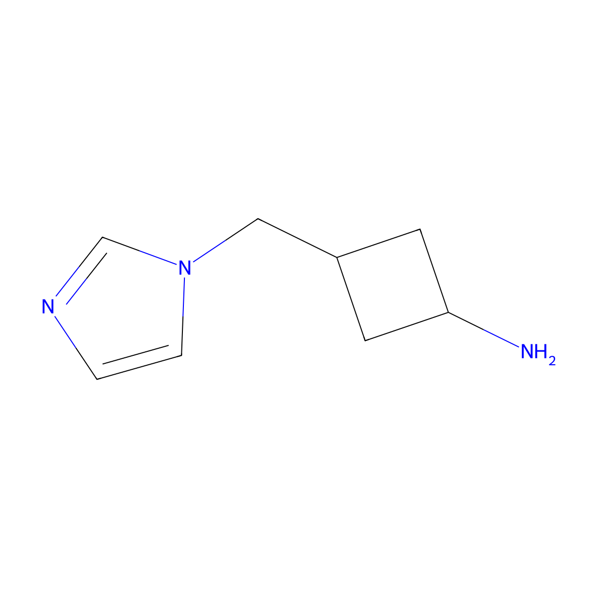 3-[(1H-imidazol-1-yl)methyl]cyclobutan-1-amine molecular structure, CAS 2104047-31-4