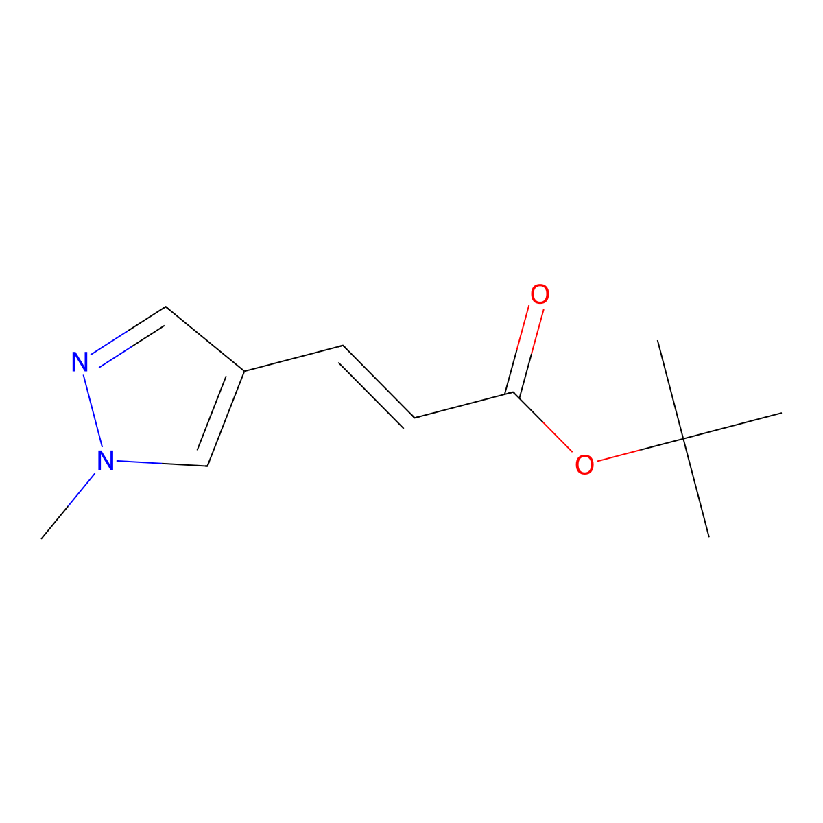 tert-butyl 3-(1-methyl-1H-pyrazol-4-yl)acrylate molecular structure, CAS 2104049-61-6