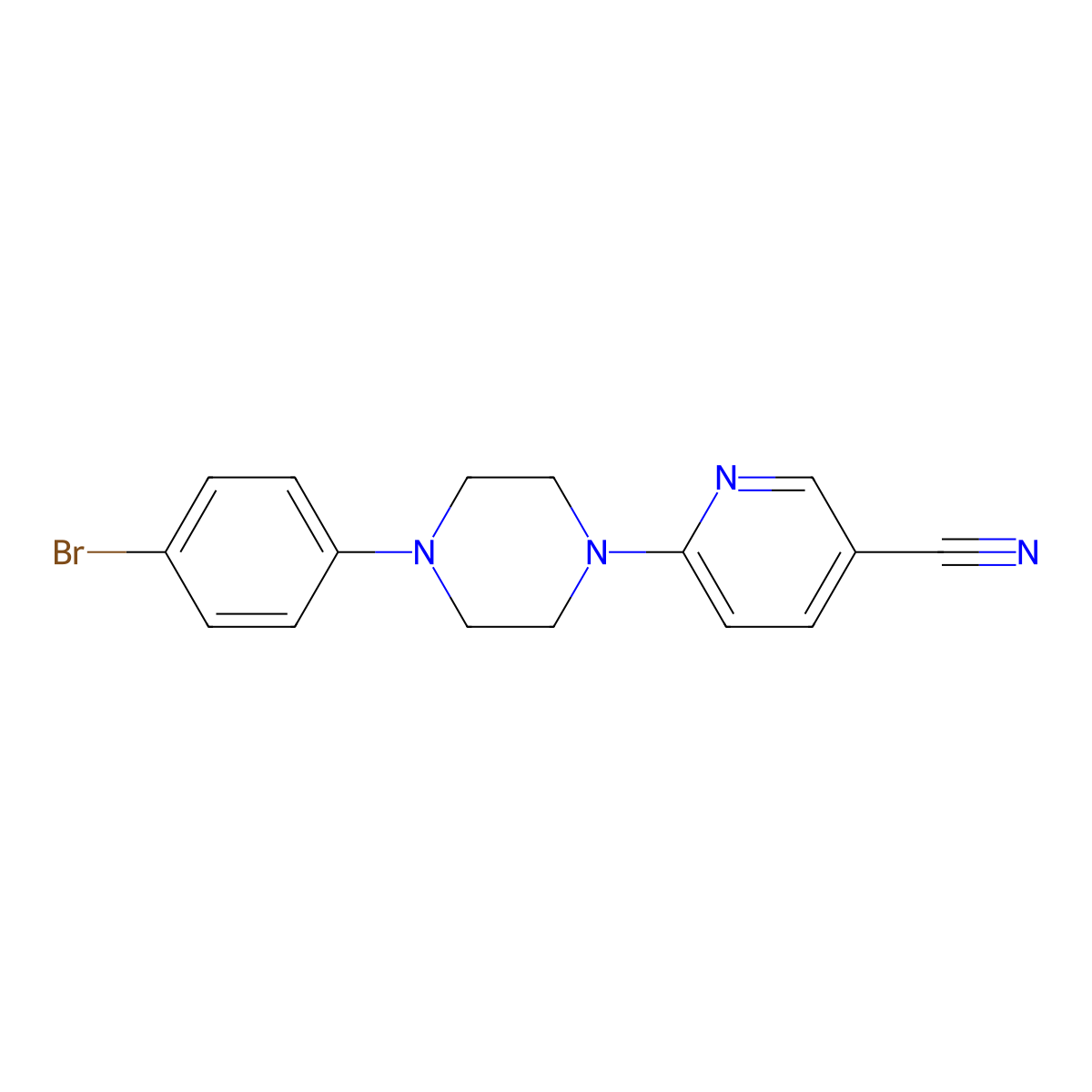 6-[4-(4-Bromophenyl)piperazin-1-yl]pyridine-3-carbonitrile molecular structure, CAS 2104067-95-8