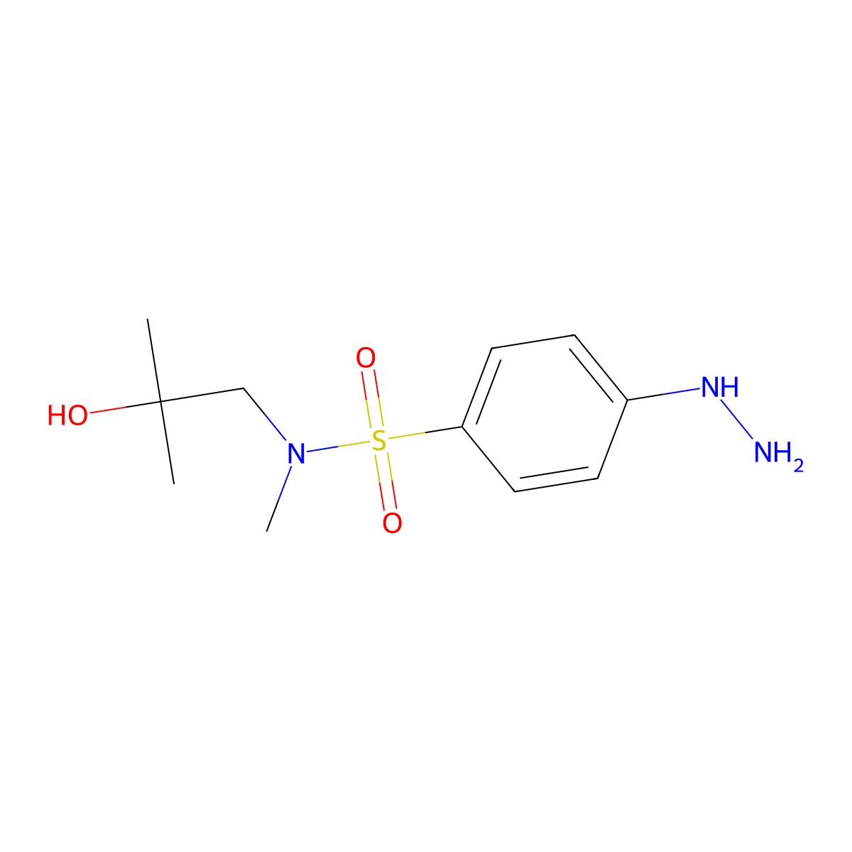 4-Hydrazinyl-N-(2-hydroxy-2-methylpropyl)-N-methylbenzenesulfonamide molecular structure, CAS 2104080-46-6