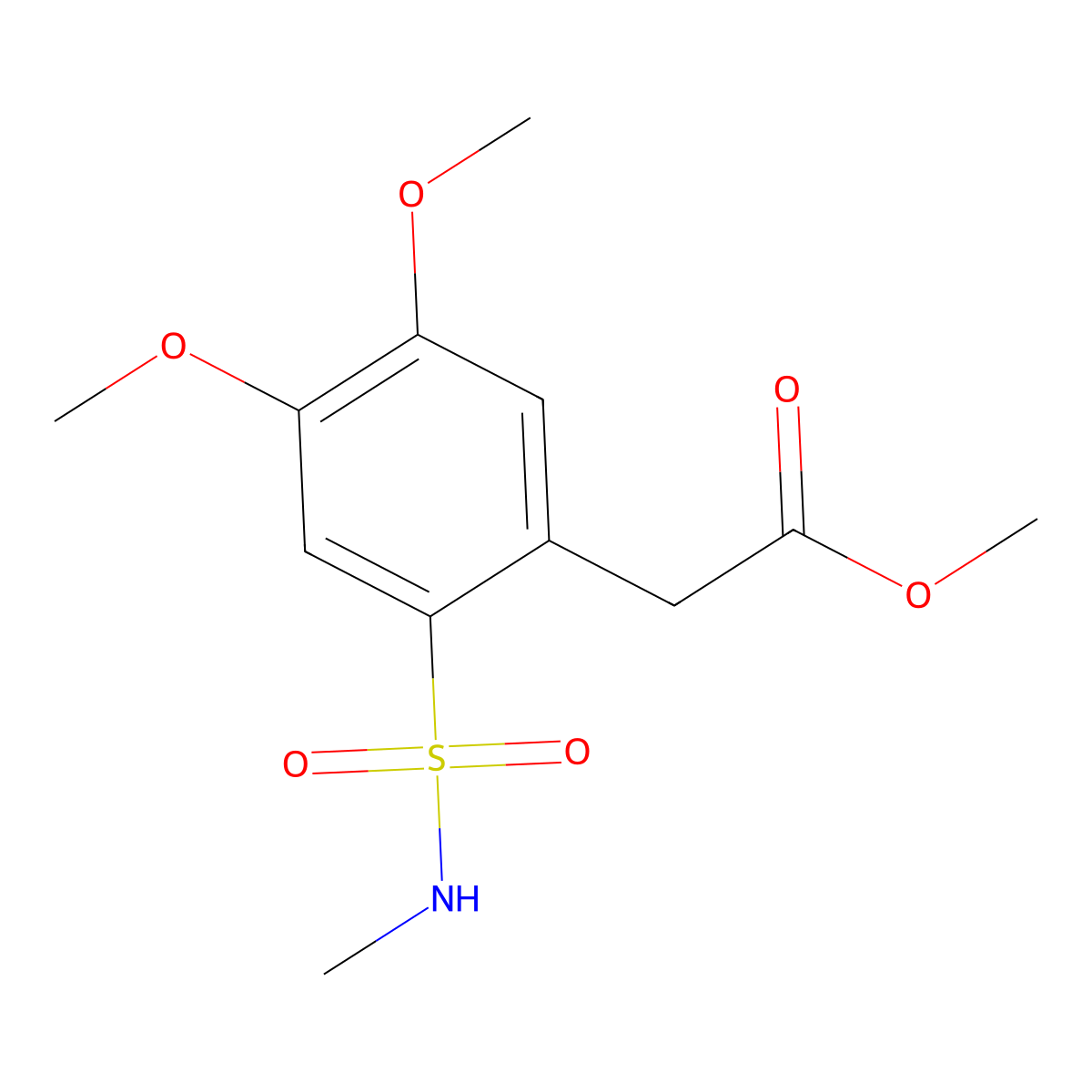 Methyl 2-[4,5-dimethoxy-2-(methylsulfamoyl)phenyl]acetate molecular structure, CAS 210410-39-2
