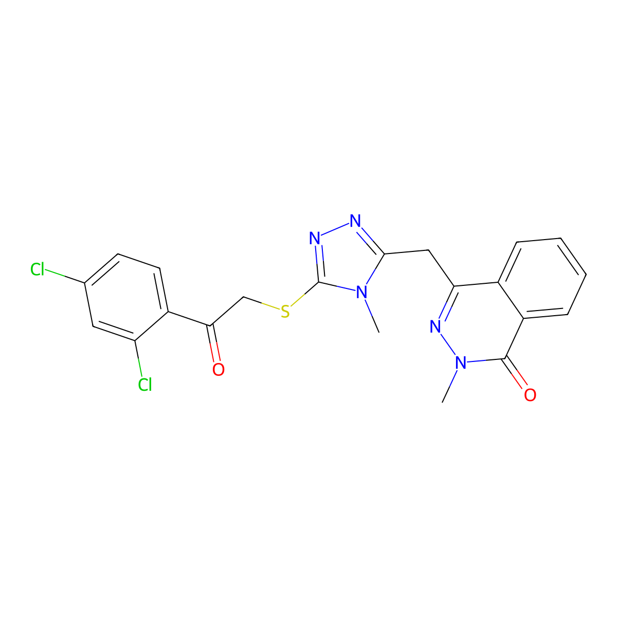 4-[[5-[2-(2,4-Dichlorophenyl)-2-oxoethyl]sulfanyl-4-methyl-1,2,4-triazol-3-yl]methyl]-2-methylphthalazin-1-one molecular structure, CAS 210411-24-8