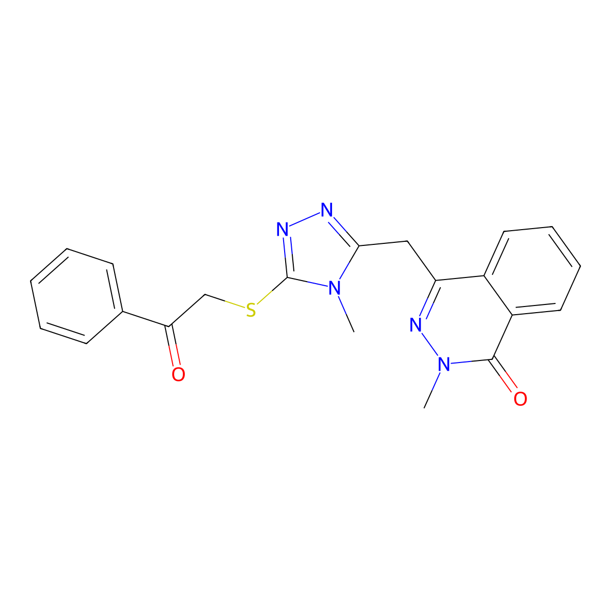 2-Methyl-4-[(4-methyl-5-phenacylsulfanyl-1,2,4-triazol-3-yl)methyl]phthalazin-1-one molecular structure, CAS 210411-27-1