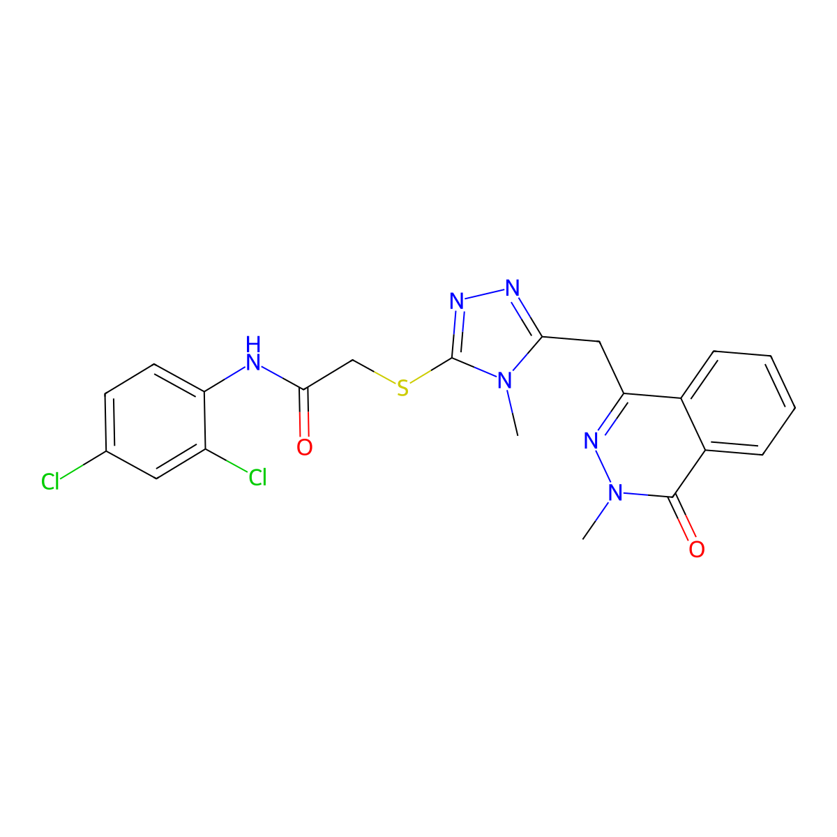 N-(2,4-dichlorophenyl)-2-[[4-methyl-5-[(3-methyl-4-oxophthalazin-1-yl)methyl]-1,2,4-triazol-3-yl]sulfanyl]acetamide molecular structure, CAS 210411-29-3