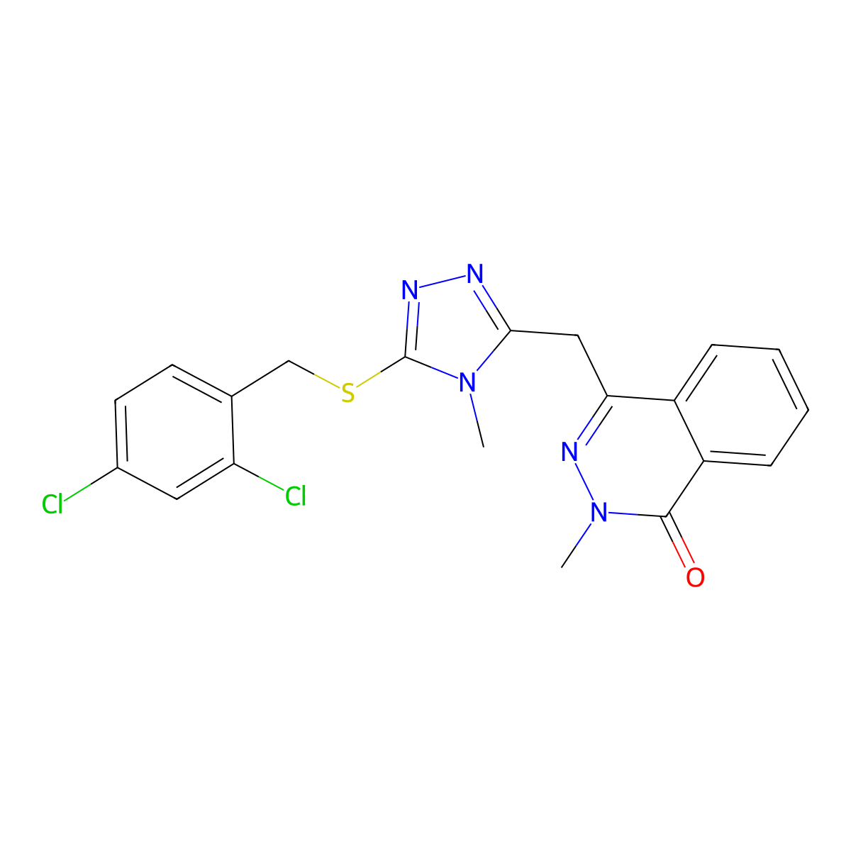 4-[[5-[(2,4-Dichlorophenyl)methylsulfanyl]-4-methyl-1,2,4-triazol-3-yl]methyl]-2-methylphthalazin-1-one molecular structure, CAS 210411-32-8