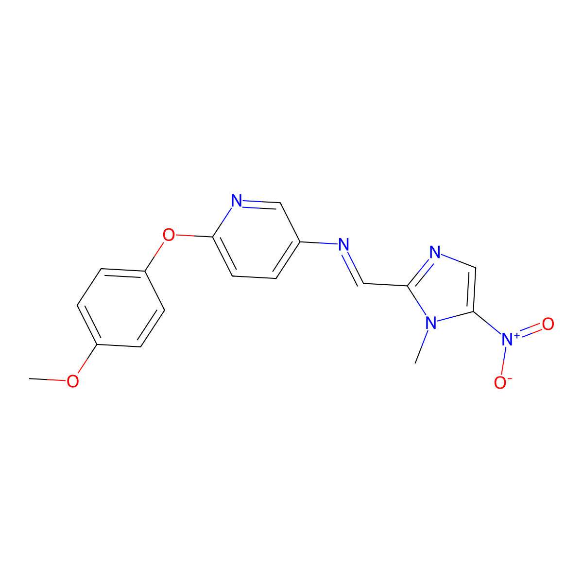 N-[6-(4-methoxyphenoxy)pyridin-3-yl]-1-(1-methyl-5-nitroimidazol-2-yl)methanimine molecular structure, CAS 210411-38-4