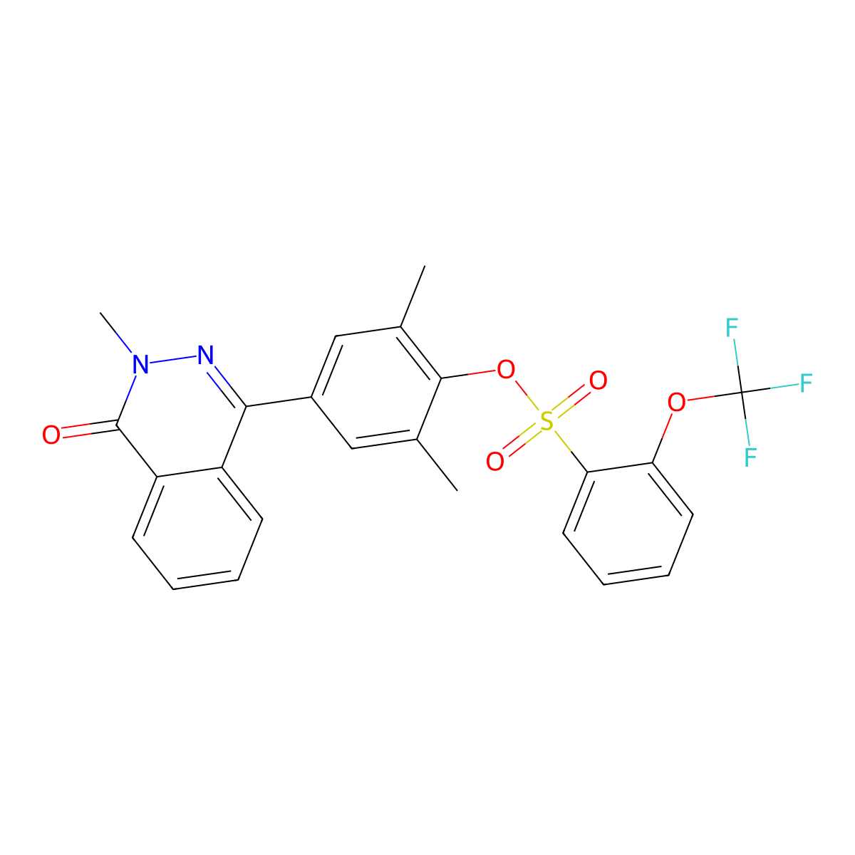 [2,6-Dimethyl-4-(3-methyl-4-oxophthalazin-1-yl)phenyl] 2-(trifluoromethoxy)benzenesulfonate molecular structure, CAS 210411-41-9