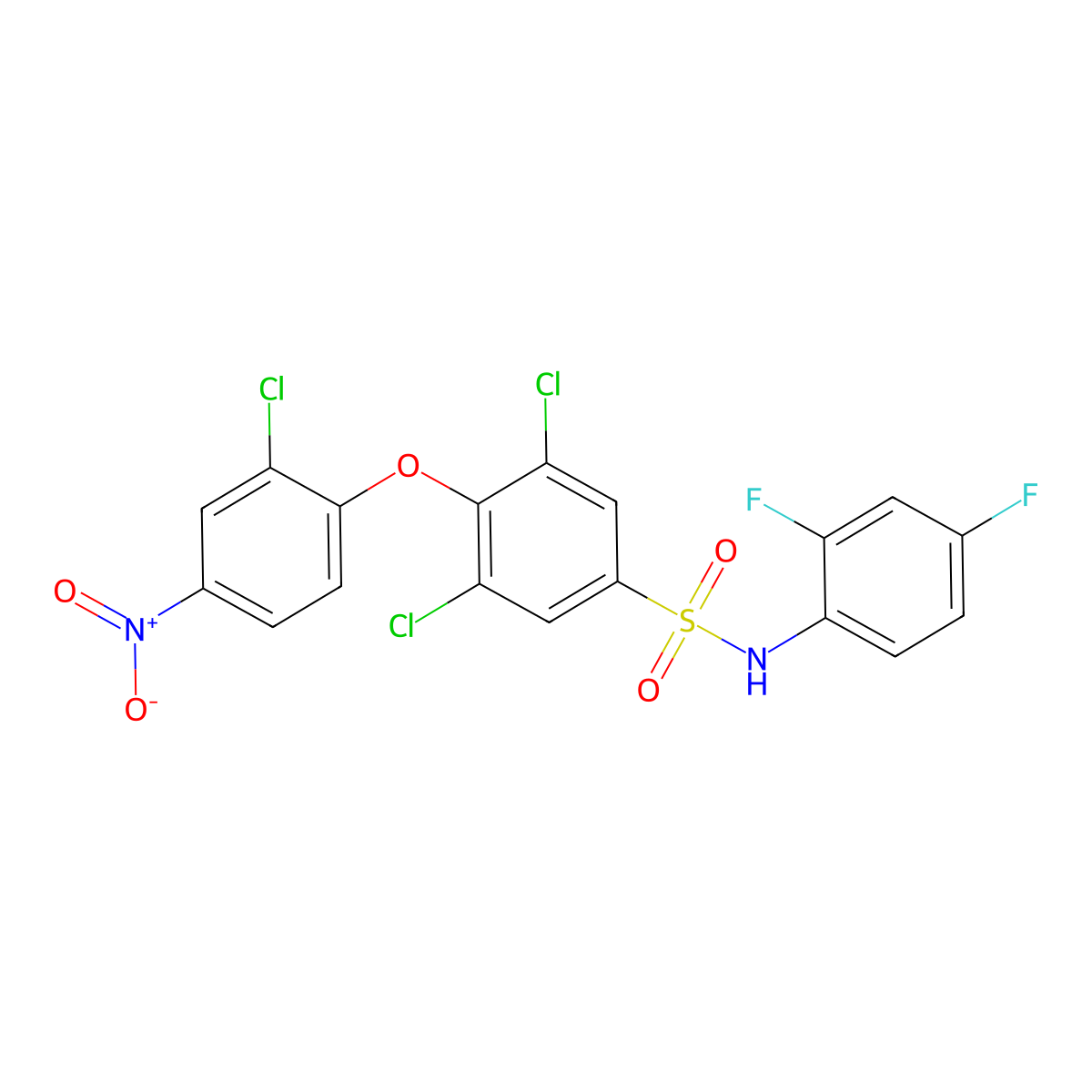 3,5-dichloro-4-(2-chloro-4-nitrophenoxy)-N-(2,4-difluorophenyl)benzenesulfonamide molecular structure, CAS 210411-55-5