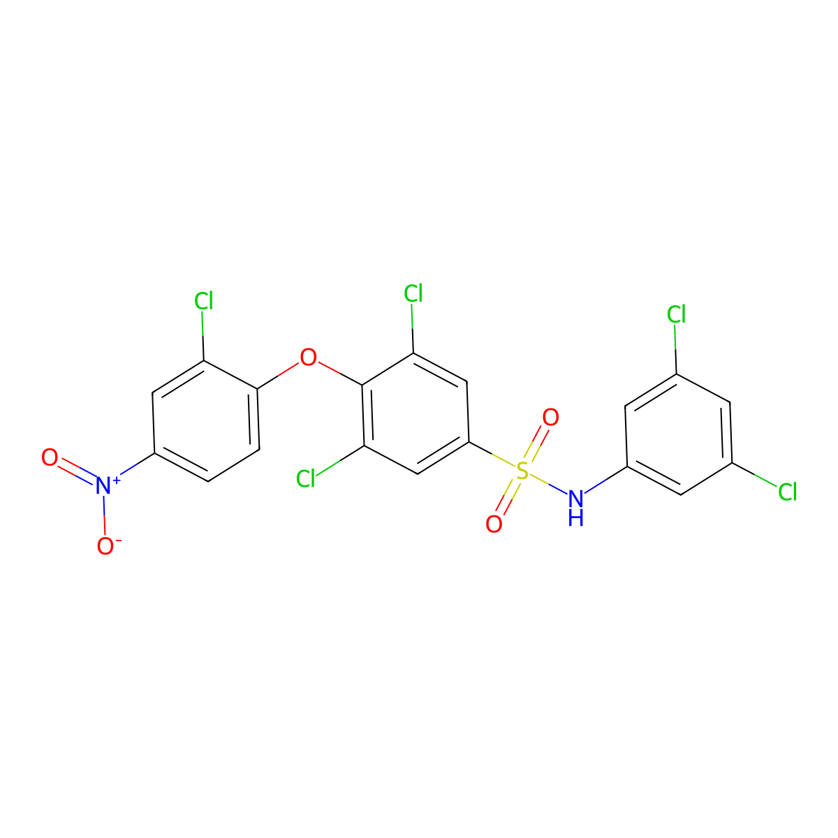 3,5-dichloro-4-(2-chloro-4-nitrophenoxy)-N-(3,5-dichlorophenyl)benzenesulfonamide molecular structure, CAS 210411-56-6