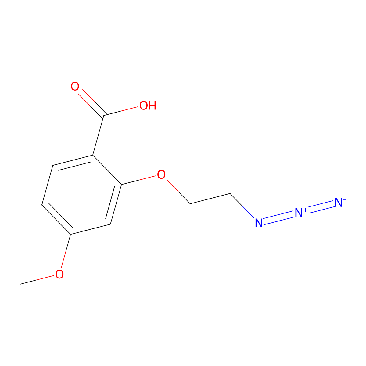 2-(2-Azidoethoxy)-4-methoxybenzoic acid molecular structure, CAS 2104152-60-3