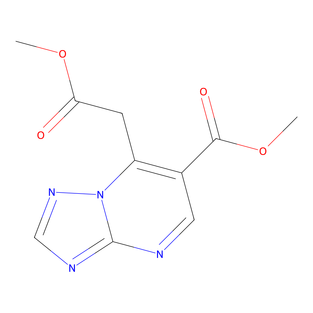 Methyl 7-(2-methoxy-2-oxoethyl)[1,2,4]triazolo[1,5-a]pyrimidine-6-carboxylate molecular structure, CAS 2104152-61-4