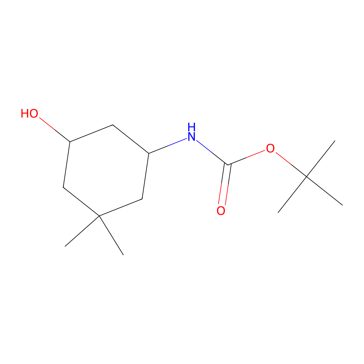 Tert-butyl n-(5-hydroxy-3,3-dimethylcyclohexyl)carbamate molecular structure, CAS 2104154-57-4