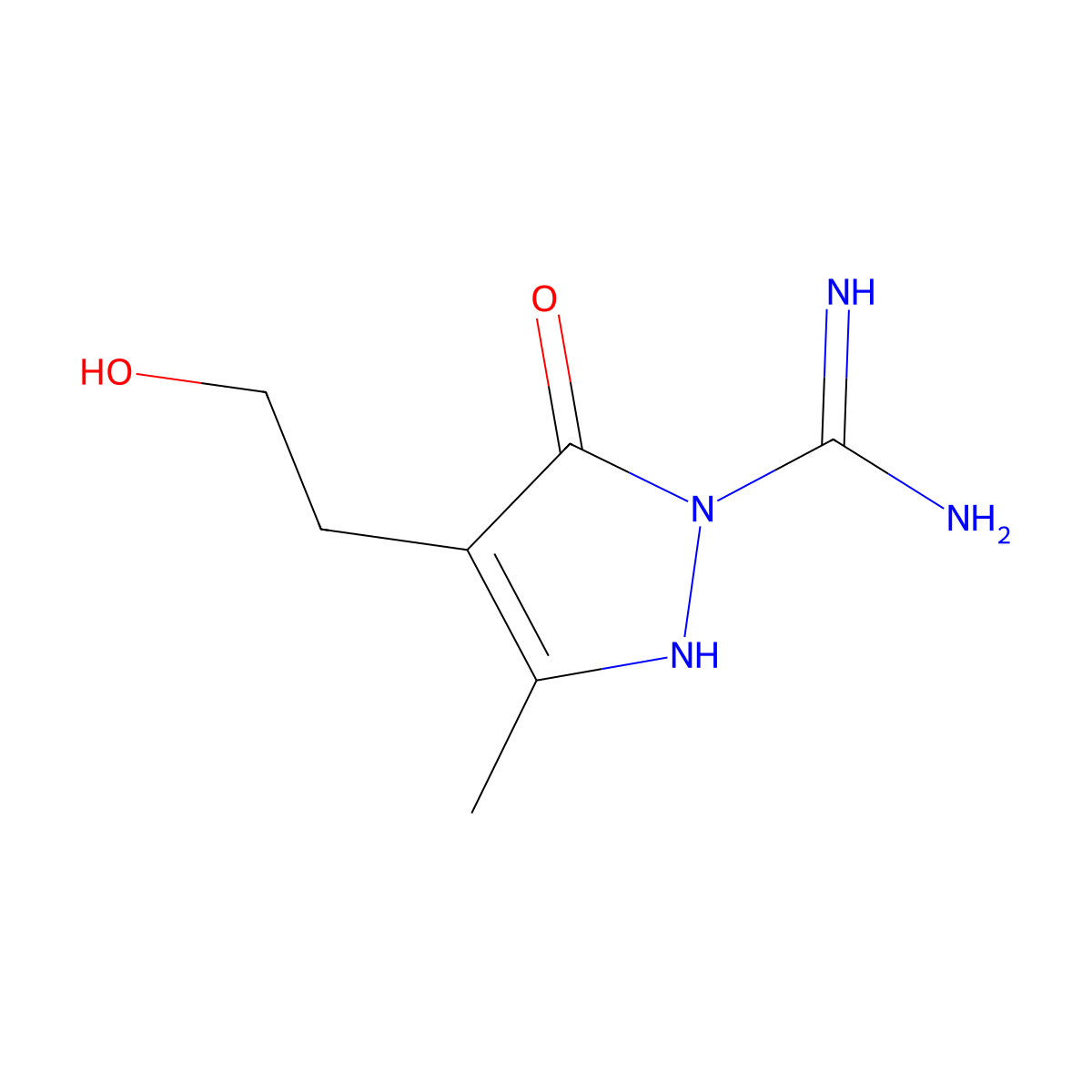 4-(2-hydroxyethyl)-3-methyl-5-oxo-2,5-dihydro-1H-pyrazole-1-carboximidamide molecular structure, CAS 210417-12-2