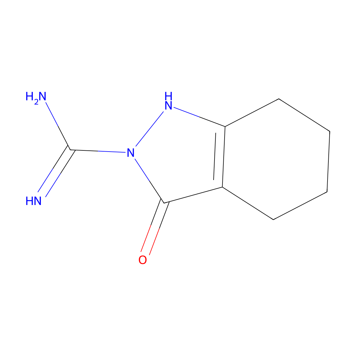 3-oxo-1,3,4,5,6,7-hexahydro-2H-indazole-2-carboximidamide molecular structure, CAS 210417-14-4