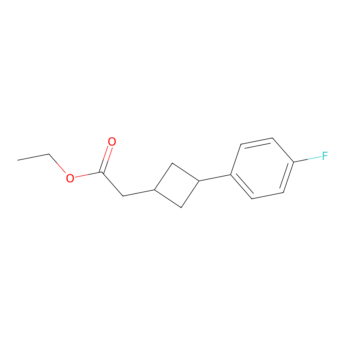 Ethyl 2-(3-(4-fluorophenyl)cyclobutyl)acetate molecular structure, CAS 2104207-65-8