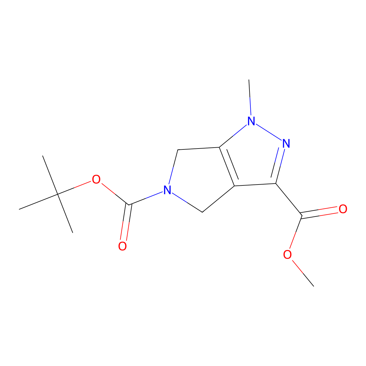 5-tert-butyl 3-methyl 1-methyl-1H,4H,5H,6H-pyrrolo[3,4-c]pyrazole-3,5-dicarboxylate molecular structure, CAS 2104209-15-4