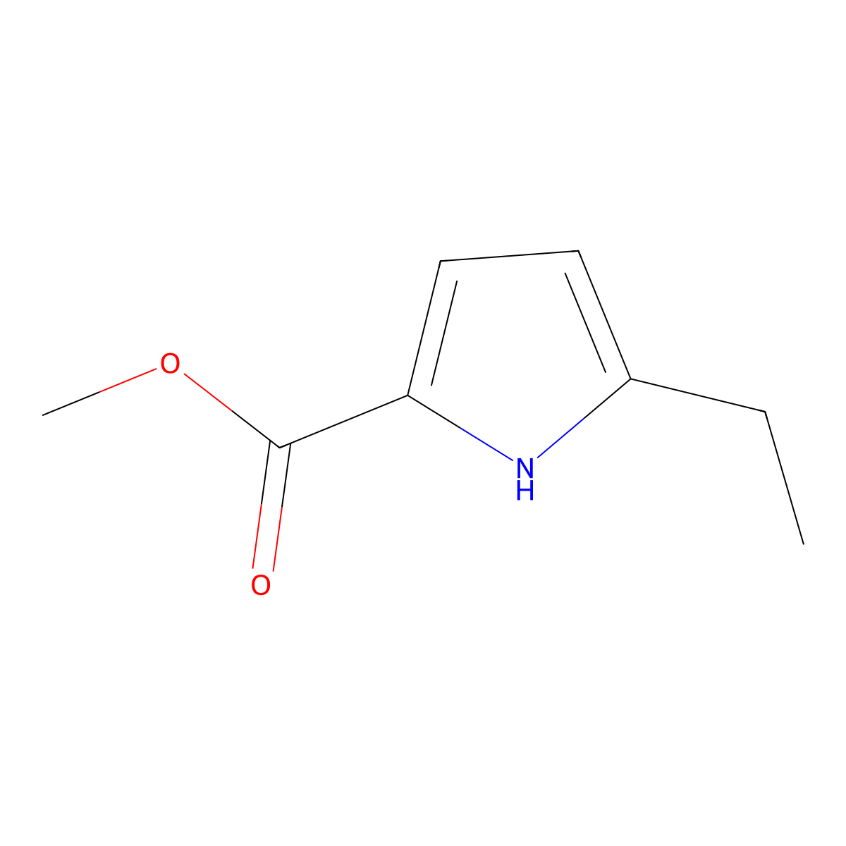 methyl 5-ethyl-1H-pyrrole-2-carboxylate molecular structure, CAS 2104222-29-7