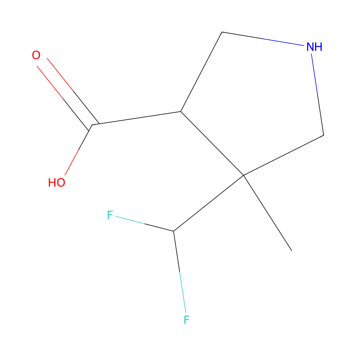 4-(Difluoromethyl)-4-methylpyrrolidine-3-carboxylic acid molecular structure, CAS 2104241-34-9