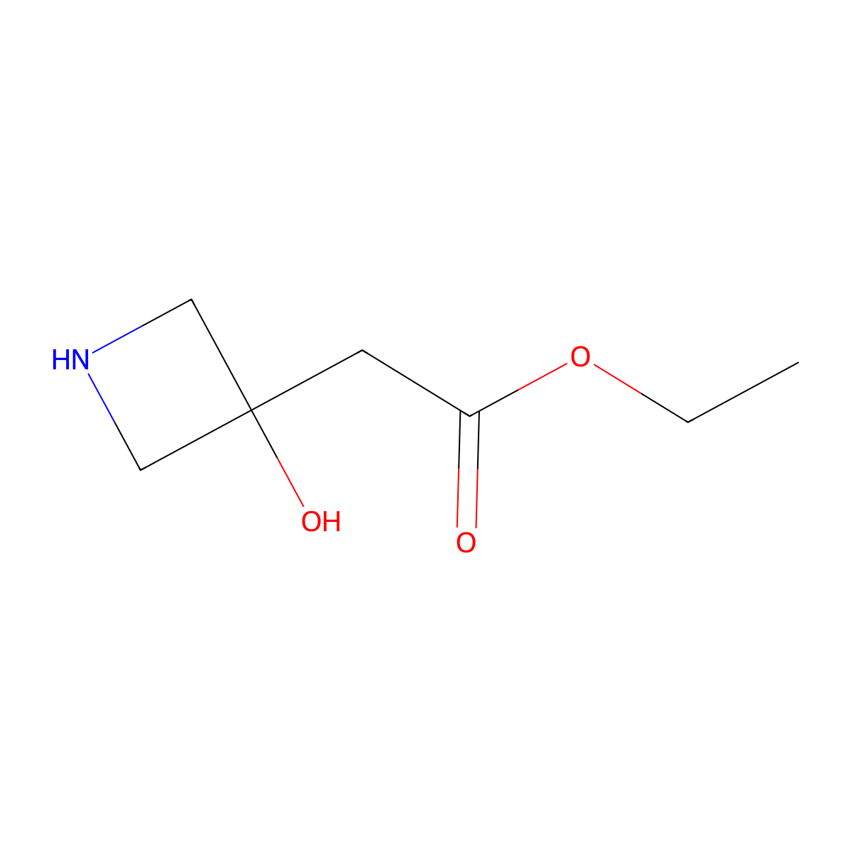 Ethyl 2-(3-hydroxyazetidin-3-yl)acetate molecular structure, CAS 2104248-29-3