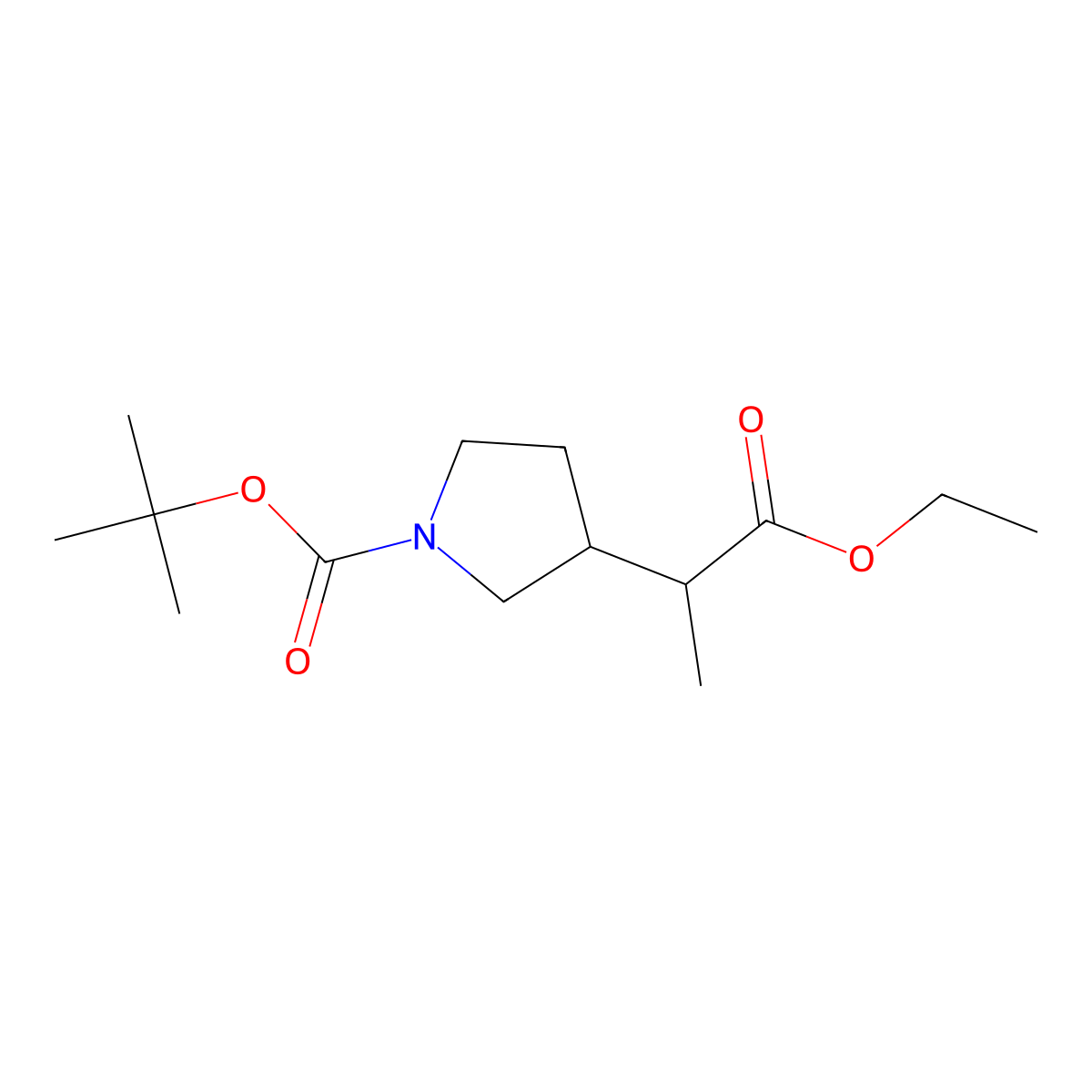 Tert-butyl3-(1-ethoxy-1-oxopropan-2-yl)pyrrolidine-1-carboxylate molecular structure, CAS 2104261-91-6