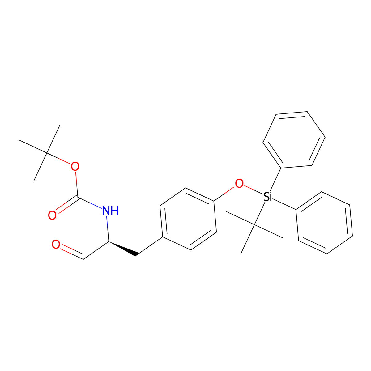 N-Boc-2(S)-2-(4-{[tert-butyl(diphenyl)silyl]oxy}phenyl)propanal molecular structure, CAS 210428-06-1