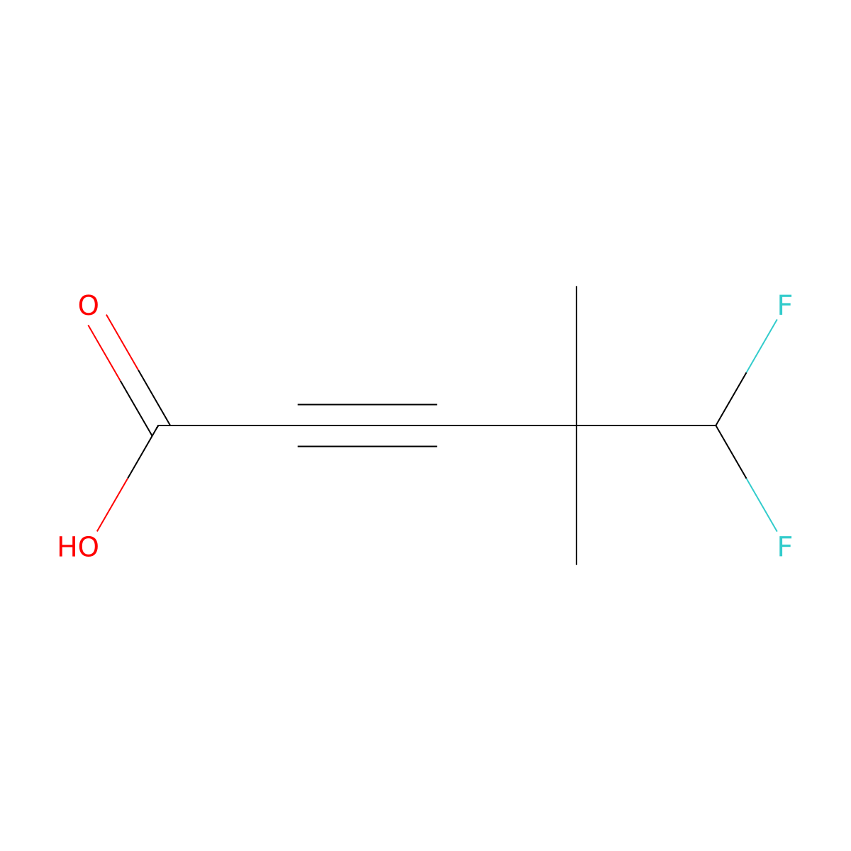 5,5-Difluoro-4,4-dimethylpent-2-ynoicacid molecular structure, CAS 2104288-17-5