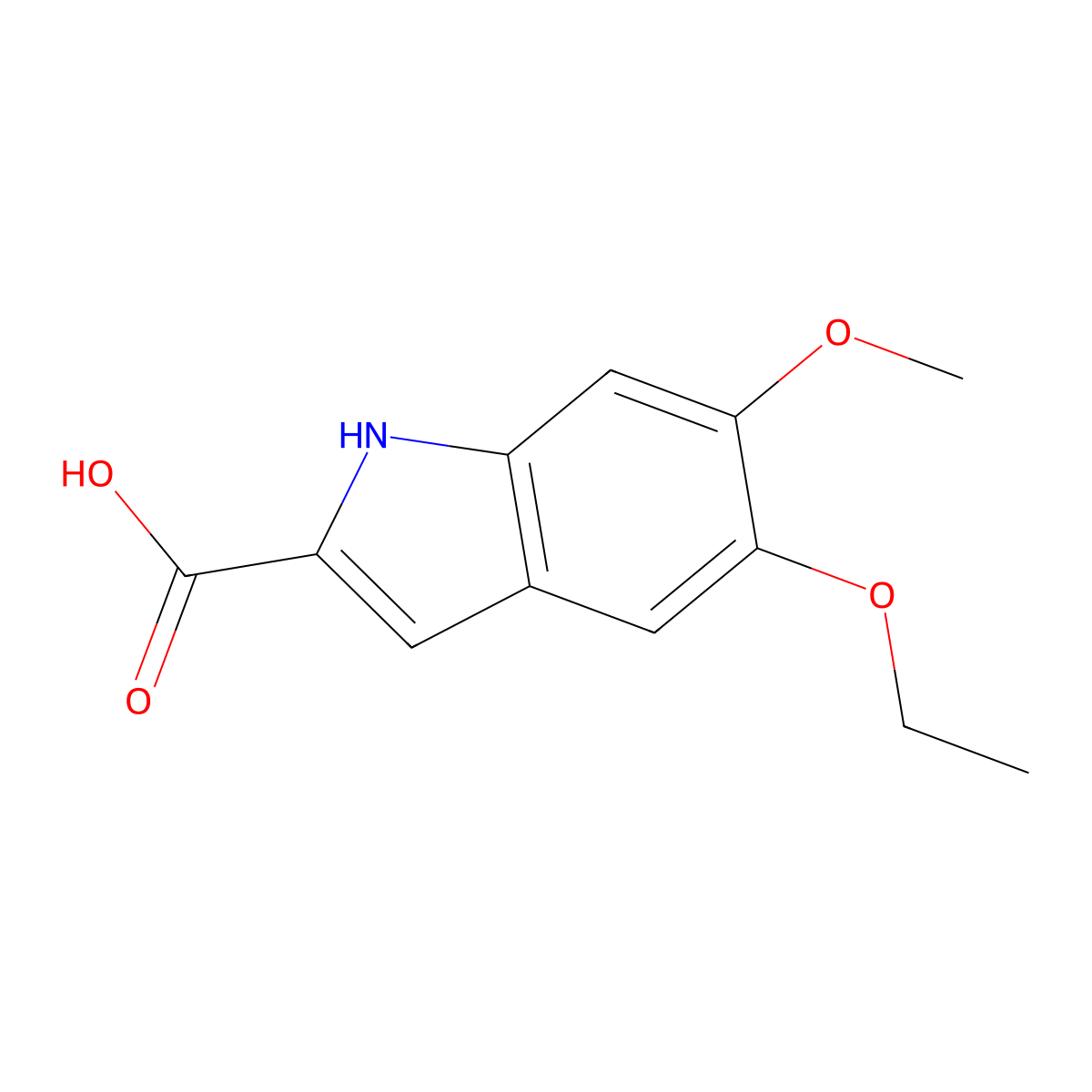 5-ethoxy-6-methoxy-1H-indole-2-carboxylic acid molecular structure, CAS 2104294-96-2
