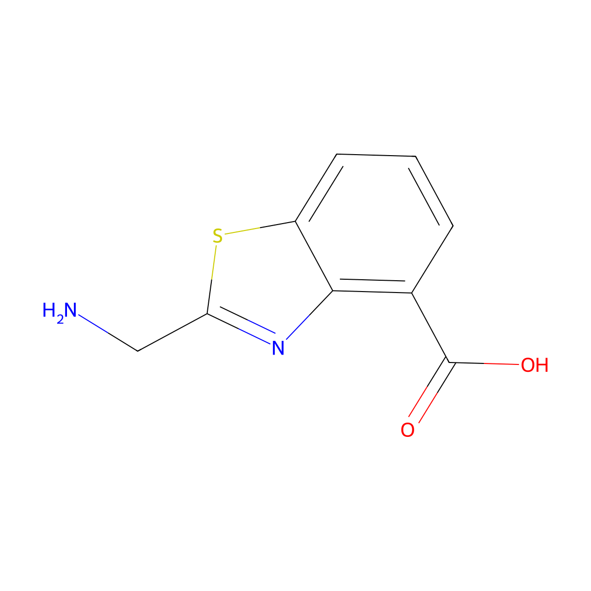2-(Aminomethyl)-1,3-benzothiazole-4-carboxylic acid molecular structure, CAS 2104301-80-4