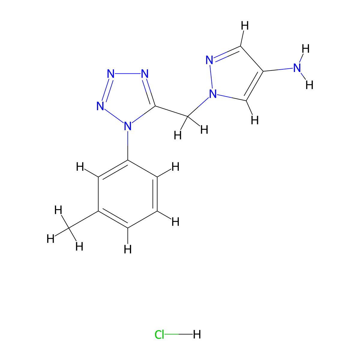 1-{[1-(3-methylphenyl)-1H-1,2,3,4-tetrazol-5-yl]methyl}-1H-pyrazol-4-amine hydrochloride molecular structure, CAS 2104319-56-2