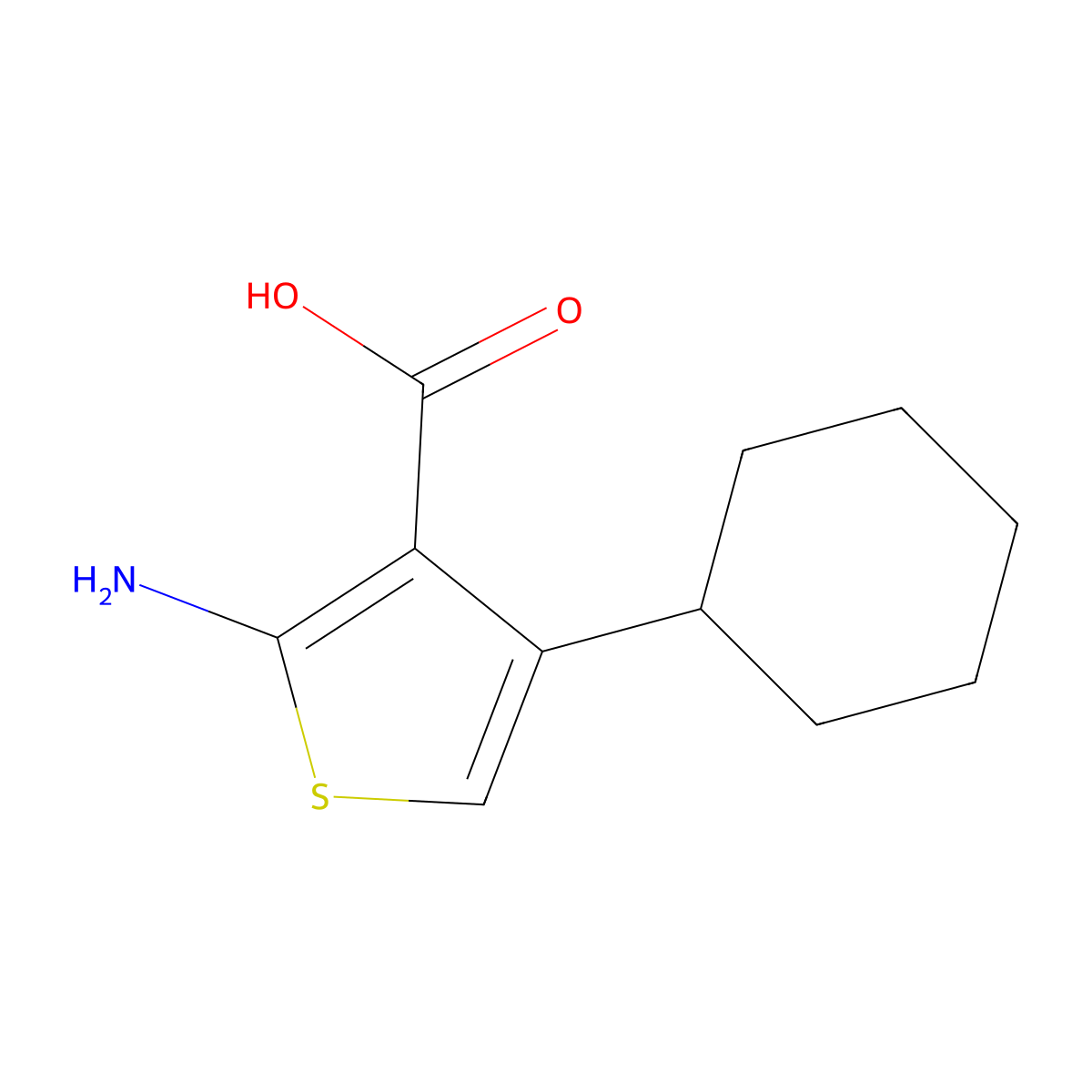 2-Amino-4-cyclohexylthiophene-3-carboxylic acid molecular structure, CAS 2104323-54-6