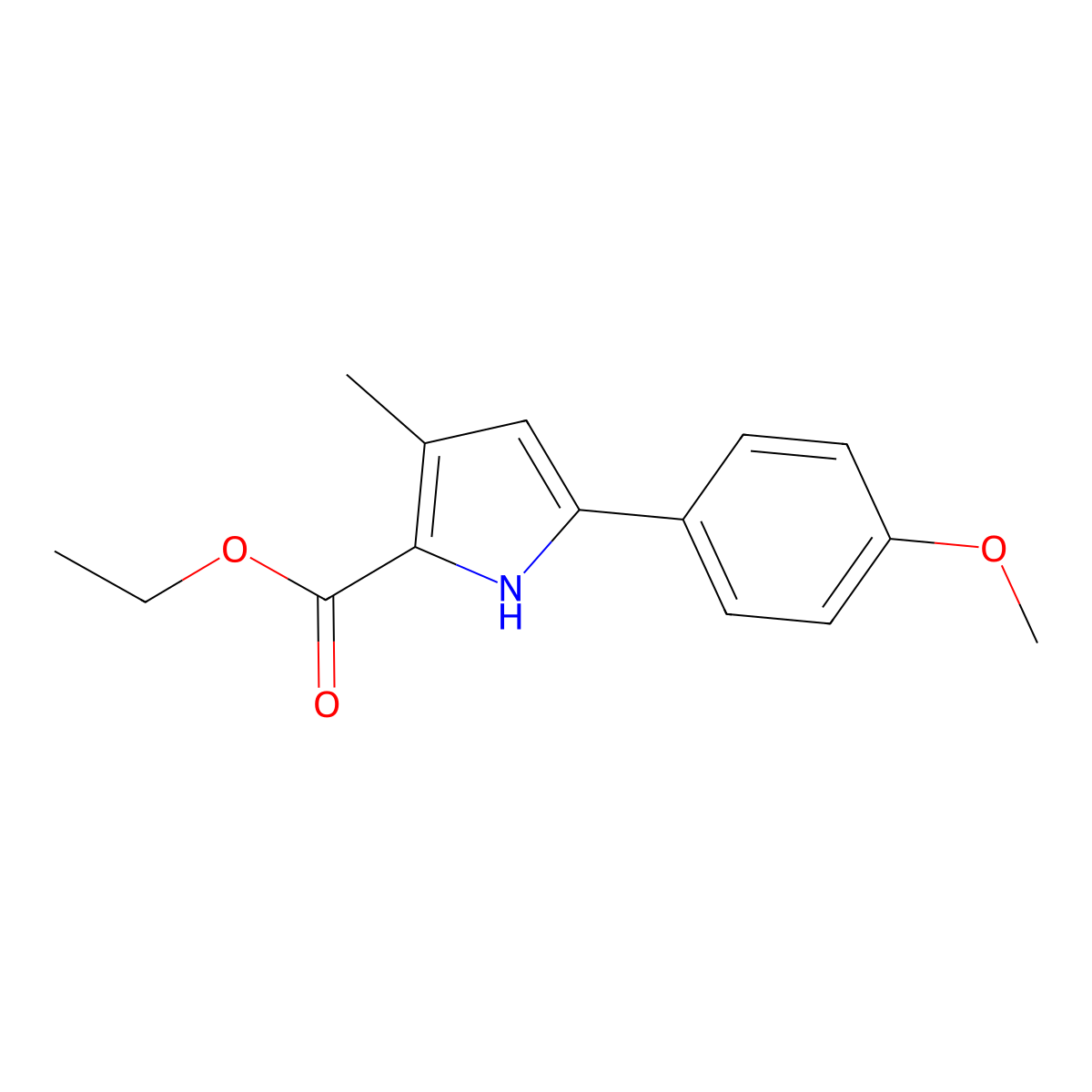 Ethyl 5-(4-methoxyphenyl)-3-methyl-1H-pyrrole-2-carboxylate molecular structure, CAS 2104384-77-0