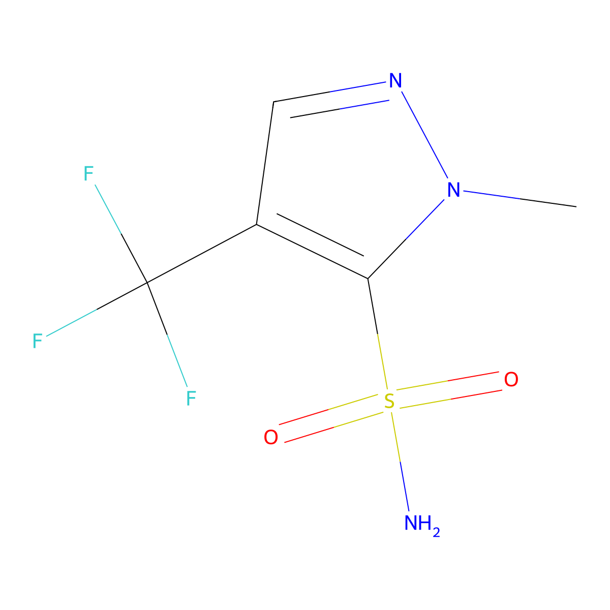 1-methyl-4-(trifluoromethyl)-1H-pyrazole-5-sulfonamide molecular structure, CAS 2104409-26-7