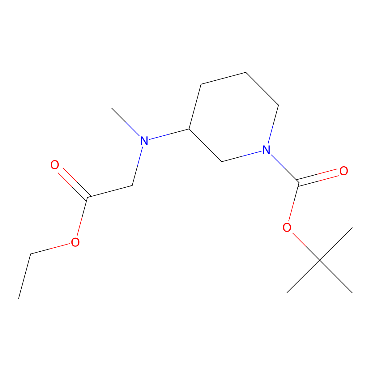 tert-Butyl 3-((2-ethoxy-2-oxoethyl)(methyl)amino)piperidine-1-carboxylate molecular structure, CAS 2104419-03-4