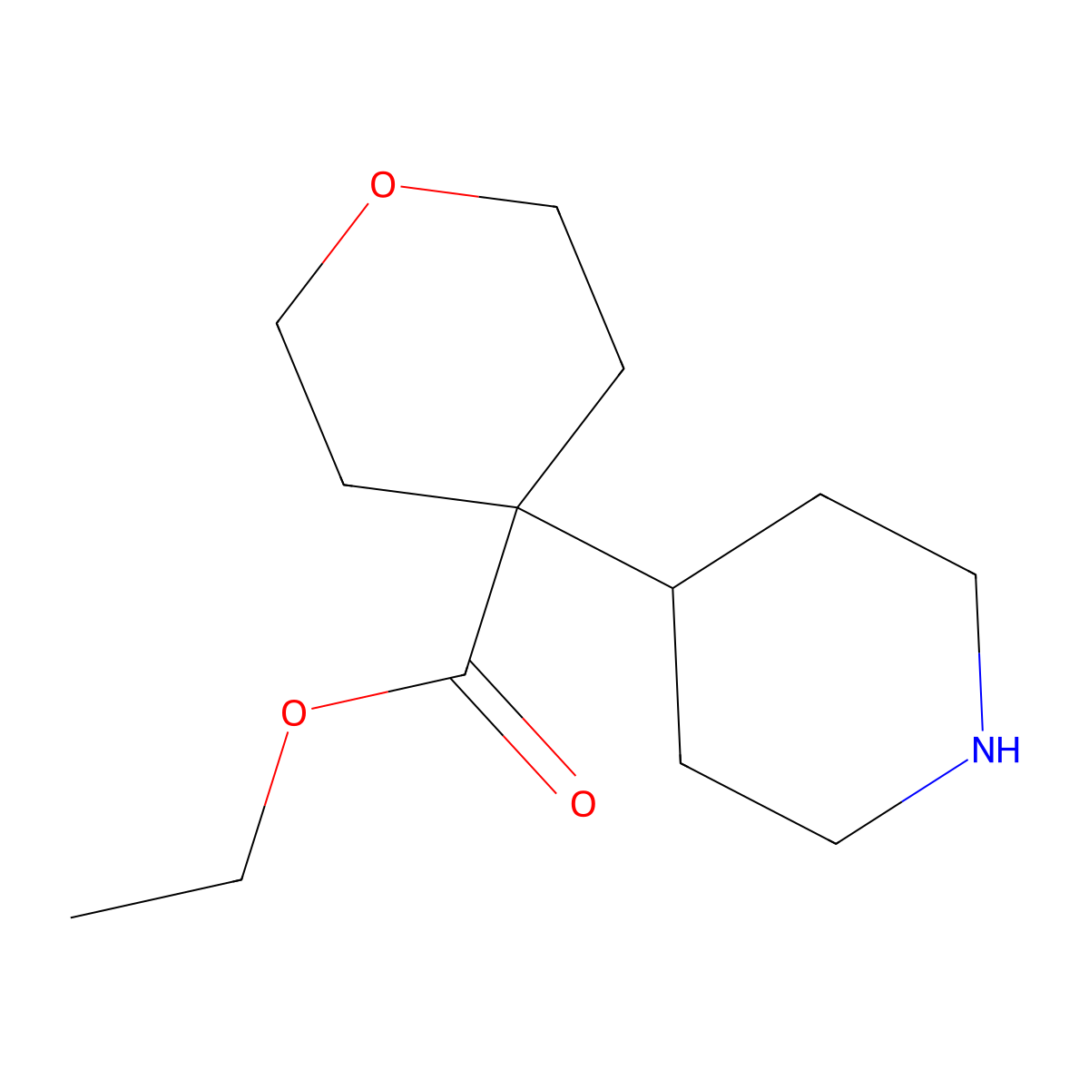 Ethyl 4-(piperidin-4-yl)oxane-4-carboxylate molecular structure, CAS 2104452-87-9